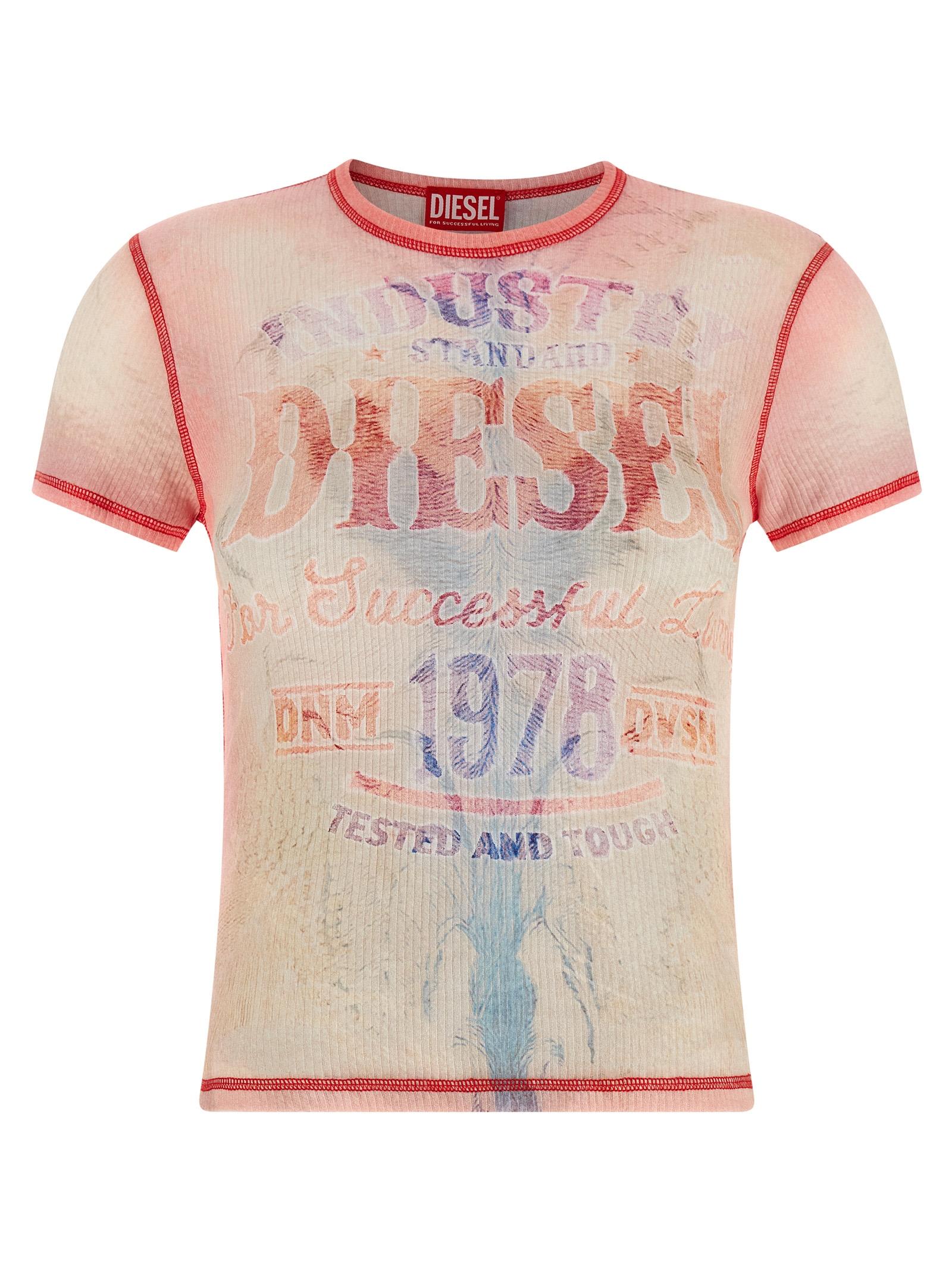 diesel t-iana t-shirt pink cotton - women