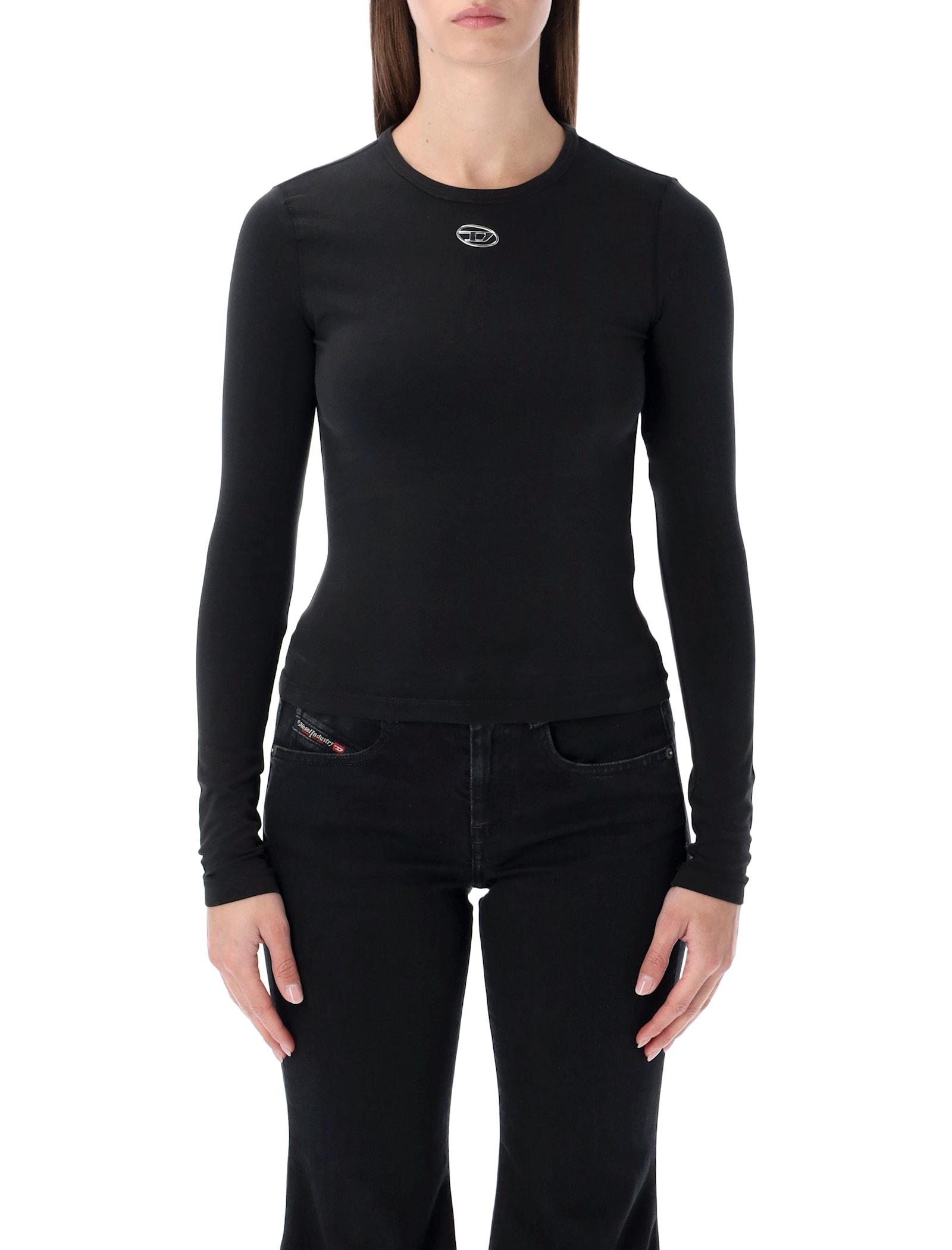 diesel t-uncutieslong-ls-od t-shirt with oval d logo