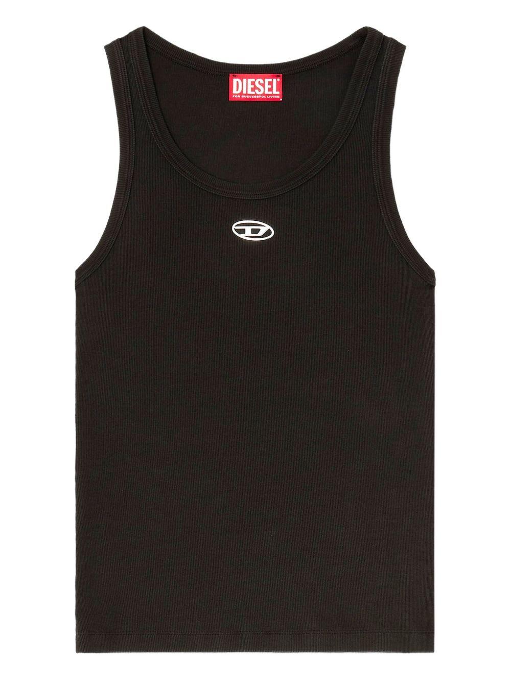 diesel top black elastane cotton - women