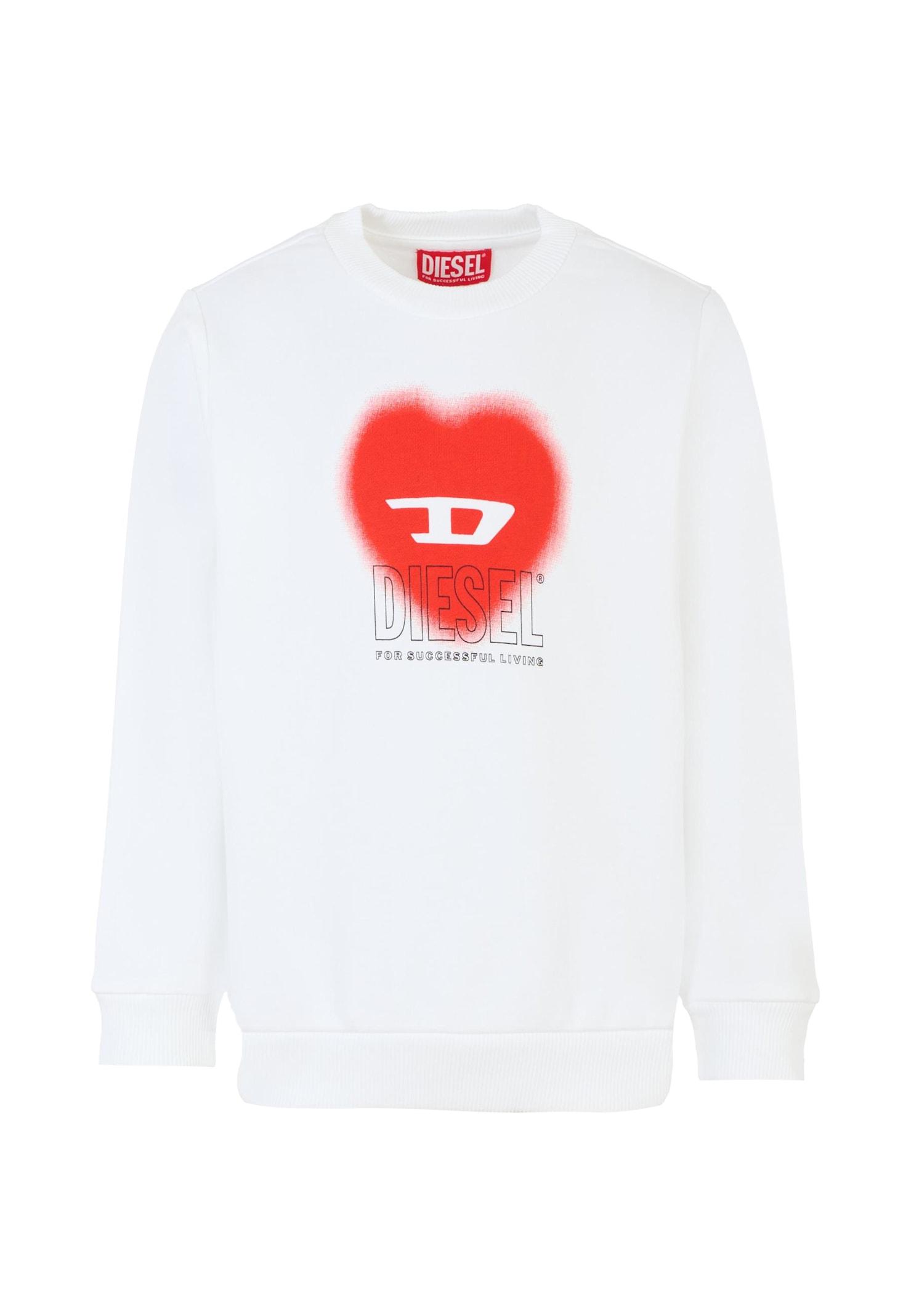 diesel white sweatshirt for girl with heart