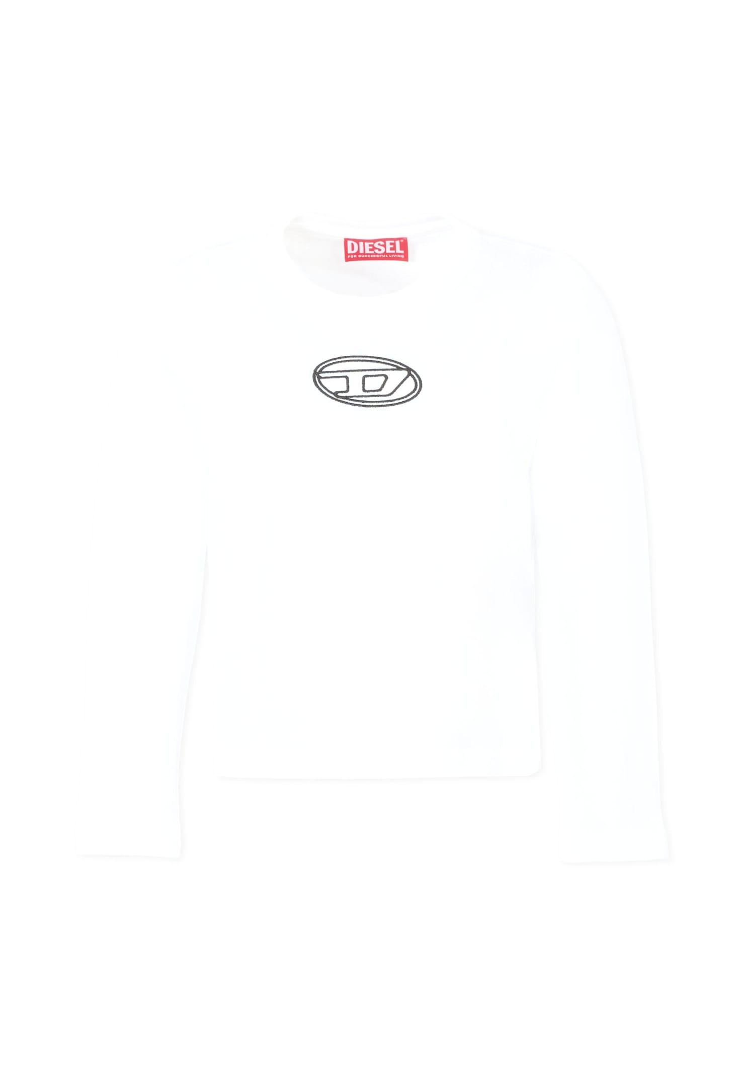 diesel white t-shirt for girl with black logo