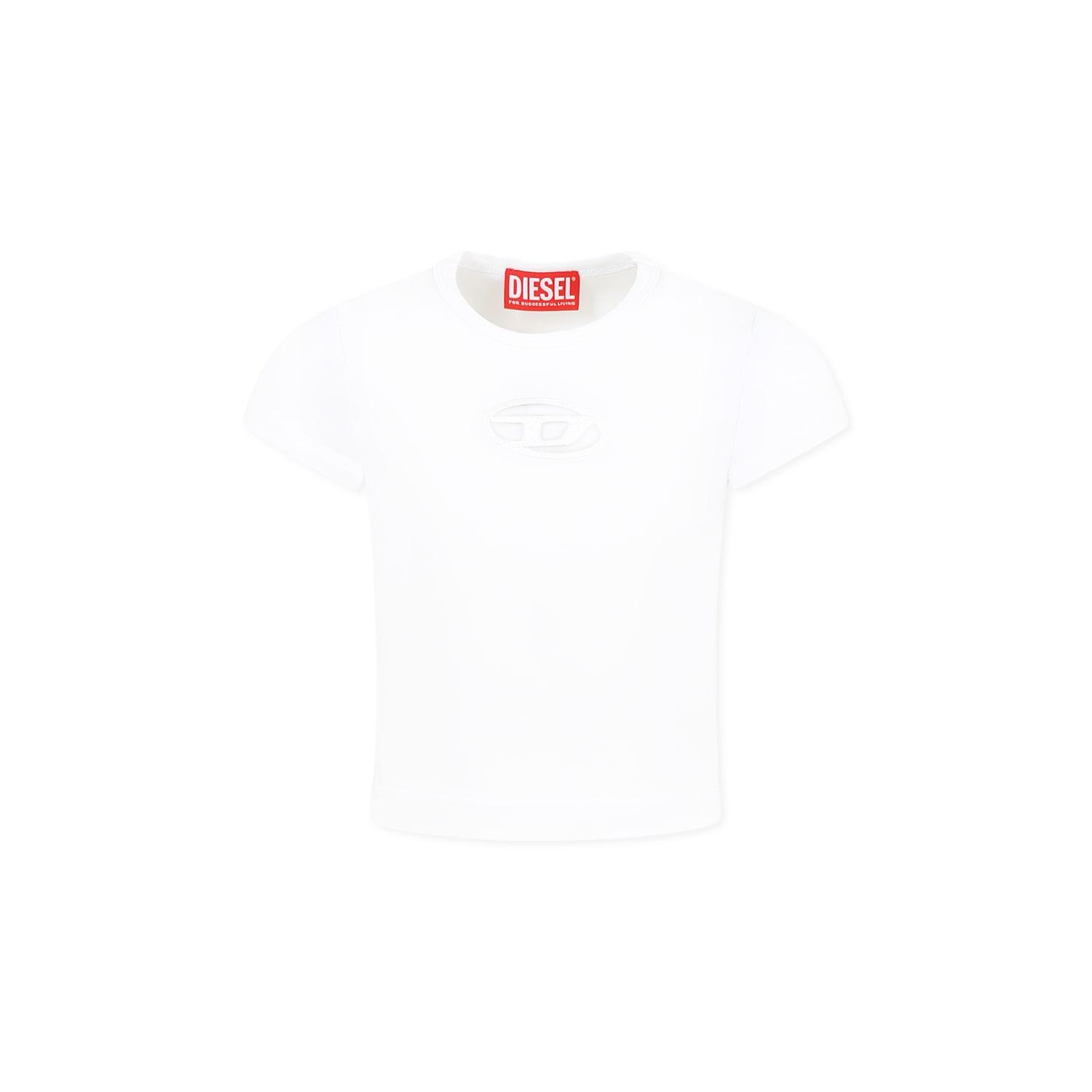 diesel white t-shirt for girl with logo