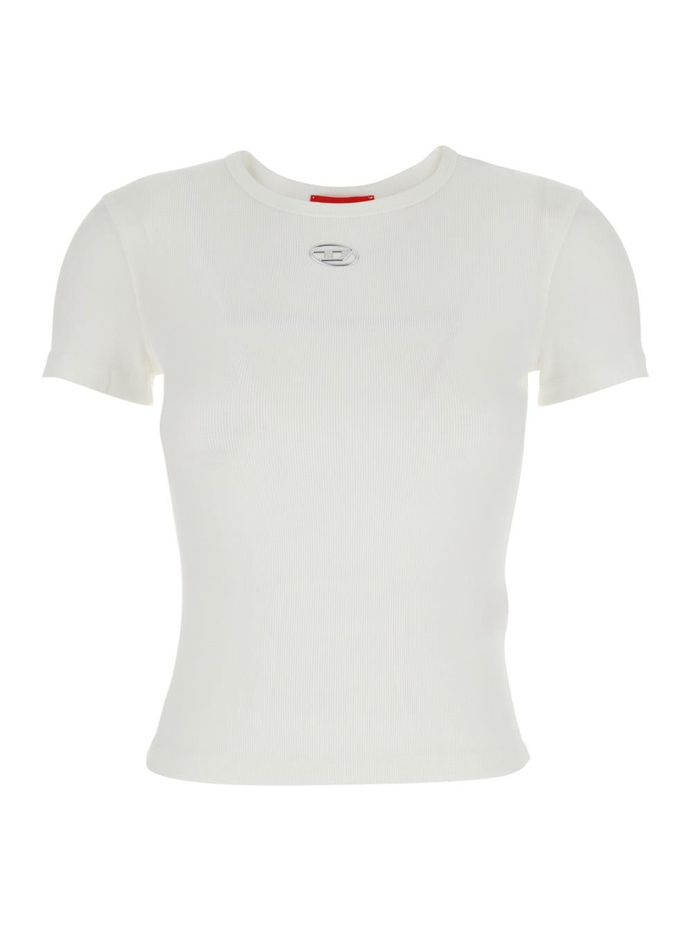 diesel white t-shirt with dlogo on the front in cotton for women