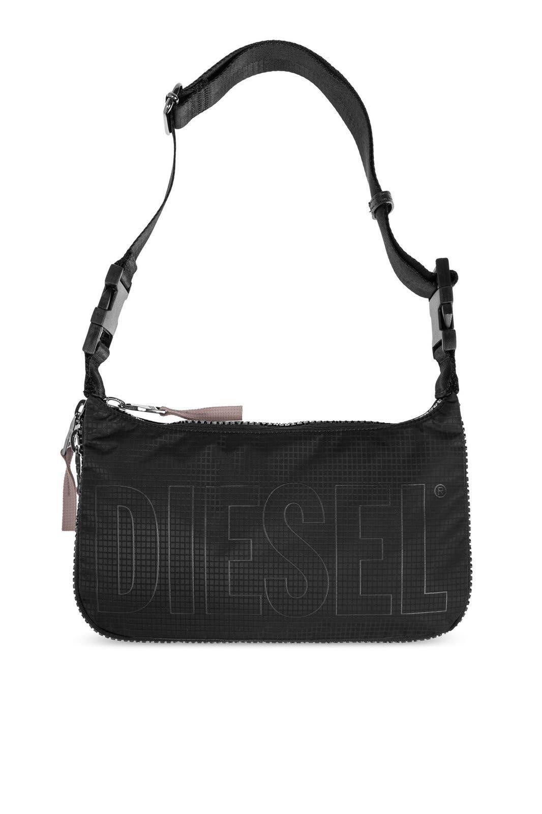 diesel zip-d-zip-d logo printed shoulder bag