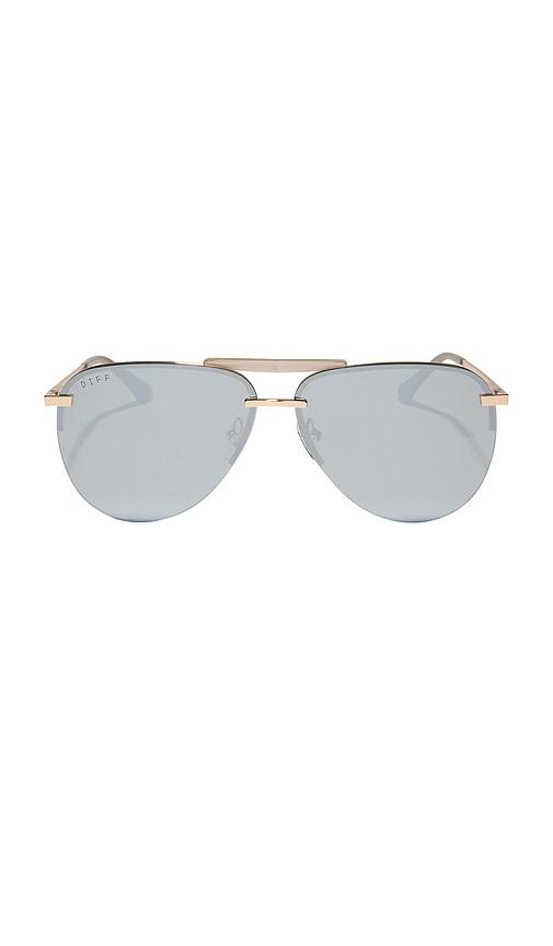 diff eyewear tahoe sunglasses in metallic gold.