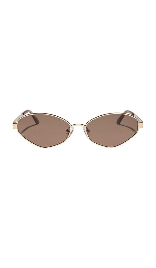 diff eyewear x jojo fletcher irregular metal cat eye sunglasses in brown.