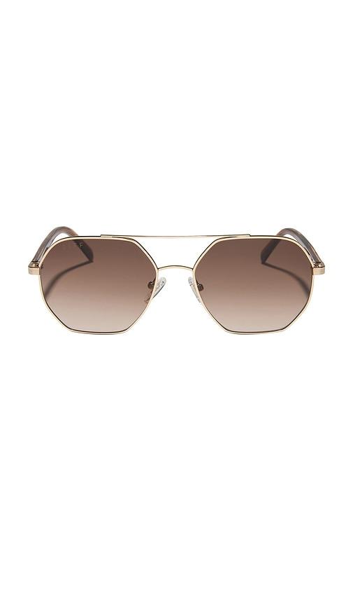 diff eyewear x jojo fletcher thin metal navigator sunglasses in brown.