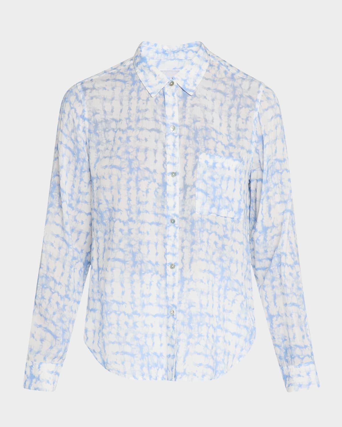 diffused plaid josephine button-front blouse