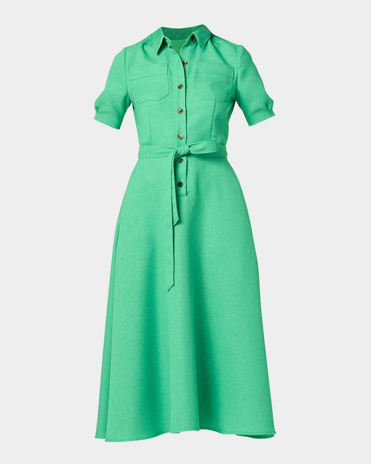 dillon tie-waist woven midi shirtdress