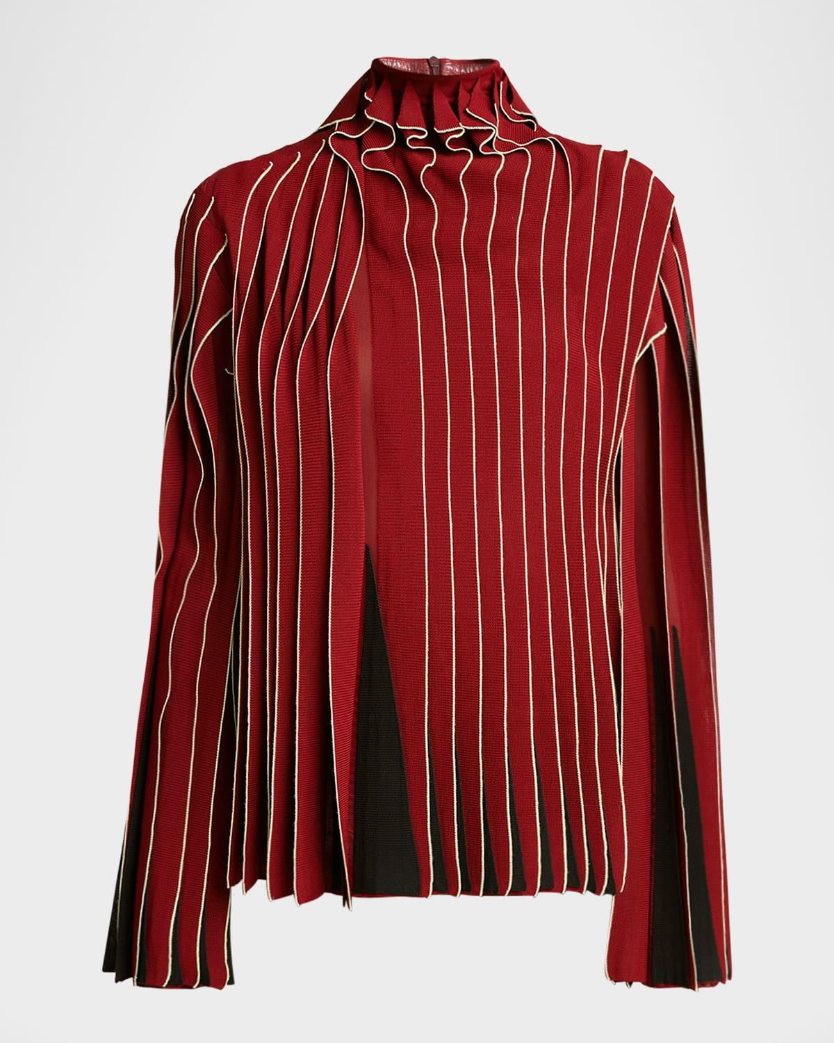 dimensional mock-neck blouse