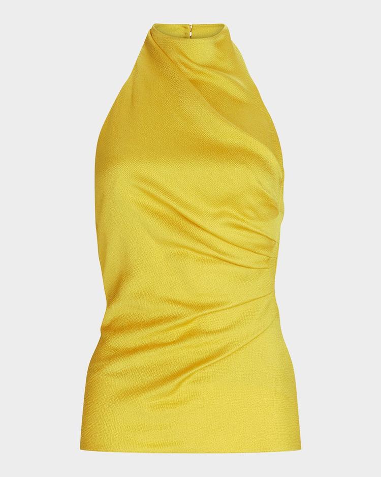 dina draped mock-neck halter blouse