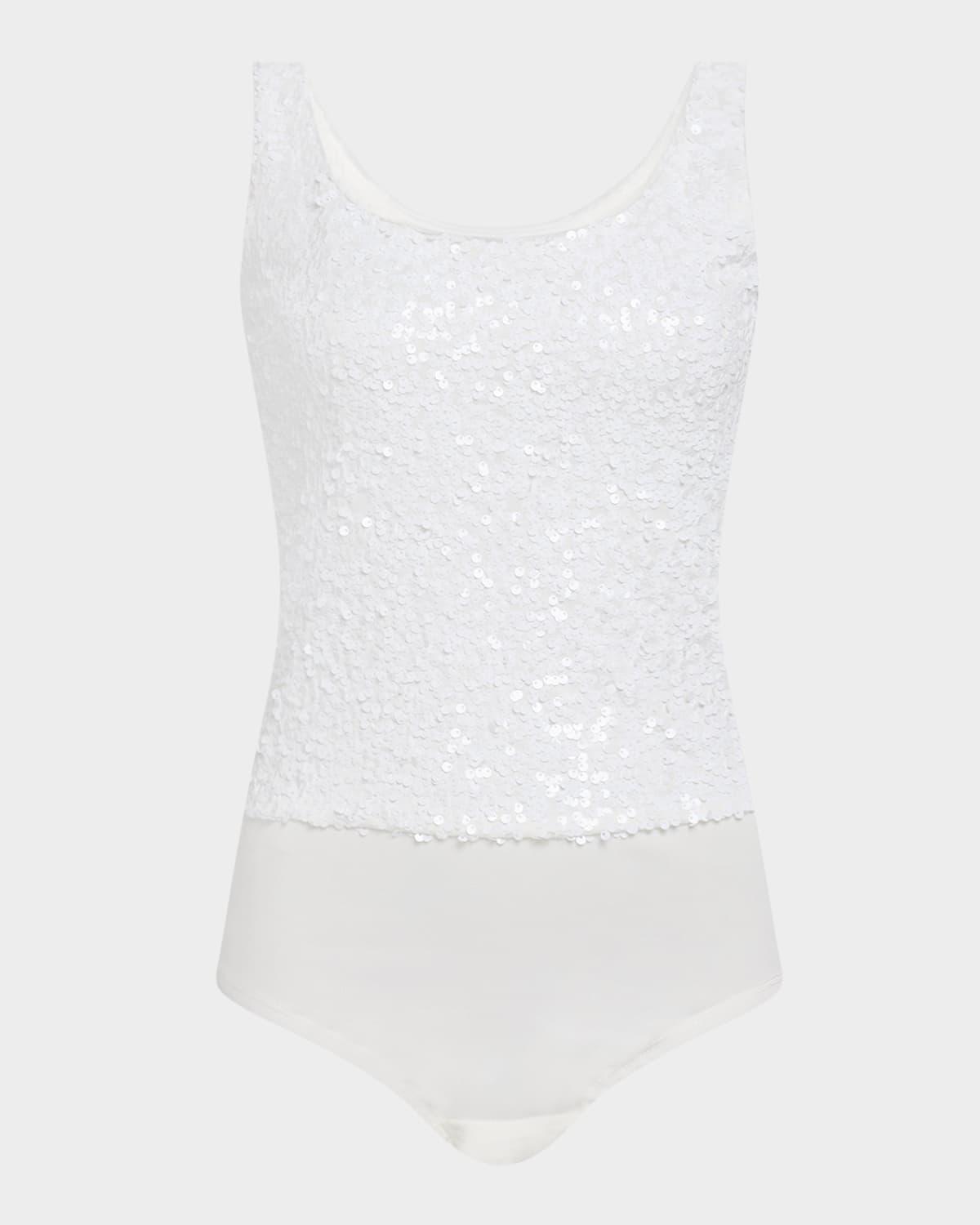 dina sequined scoop-neck bodysuit