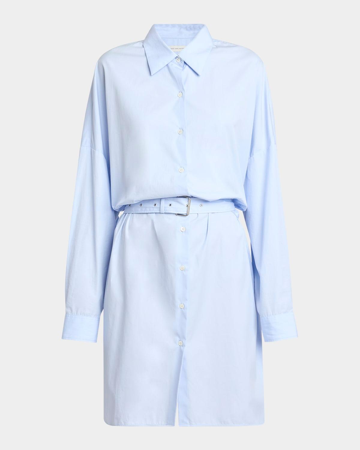 dindi belted long-sleeve shirtdress