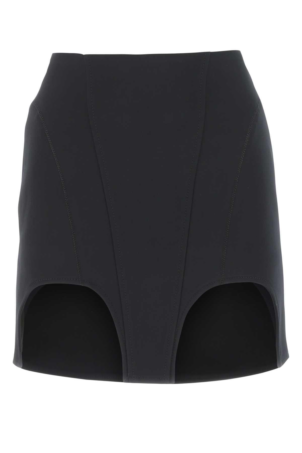 dion lee black stretch cotton blend mini skirt