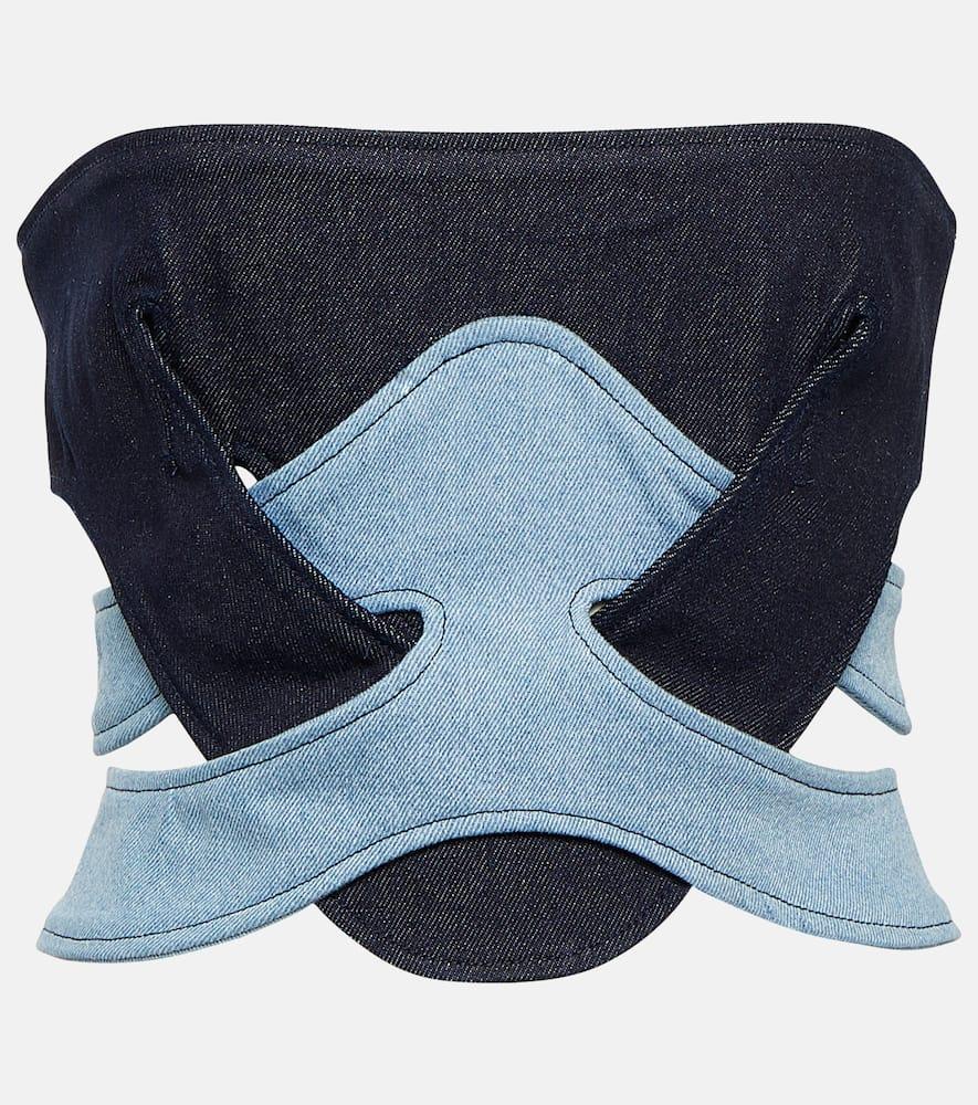 dion lee strapless denim corset top
