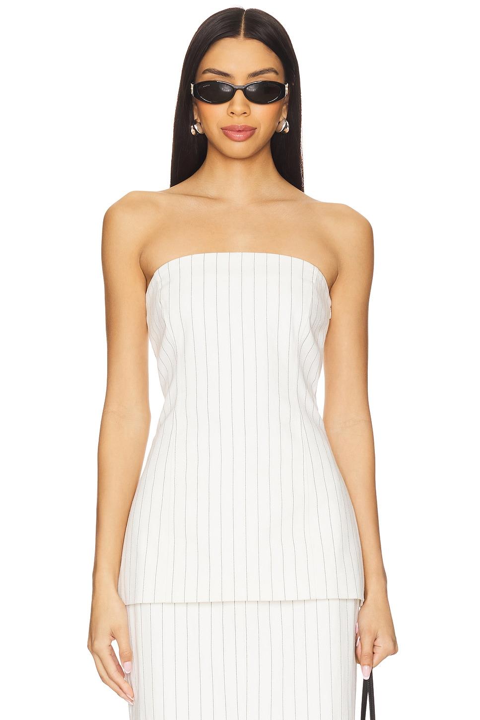 dionne denim pinstripe top