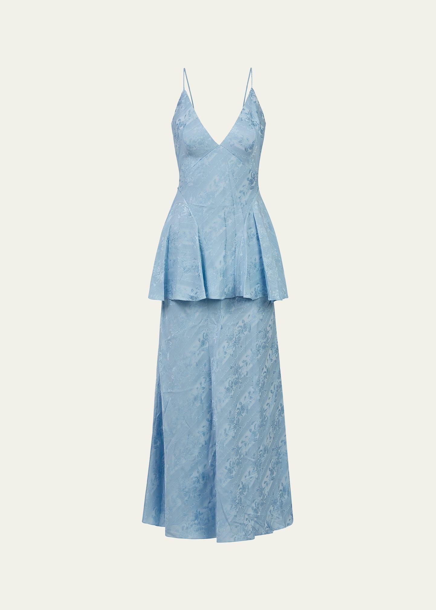 dionne floral striped jacquard midi dress