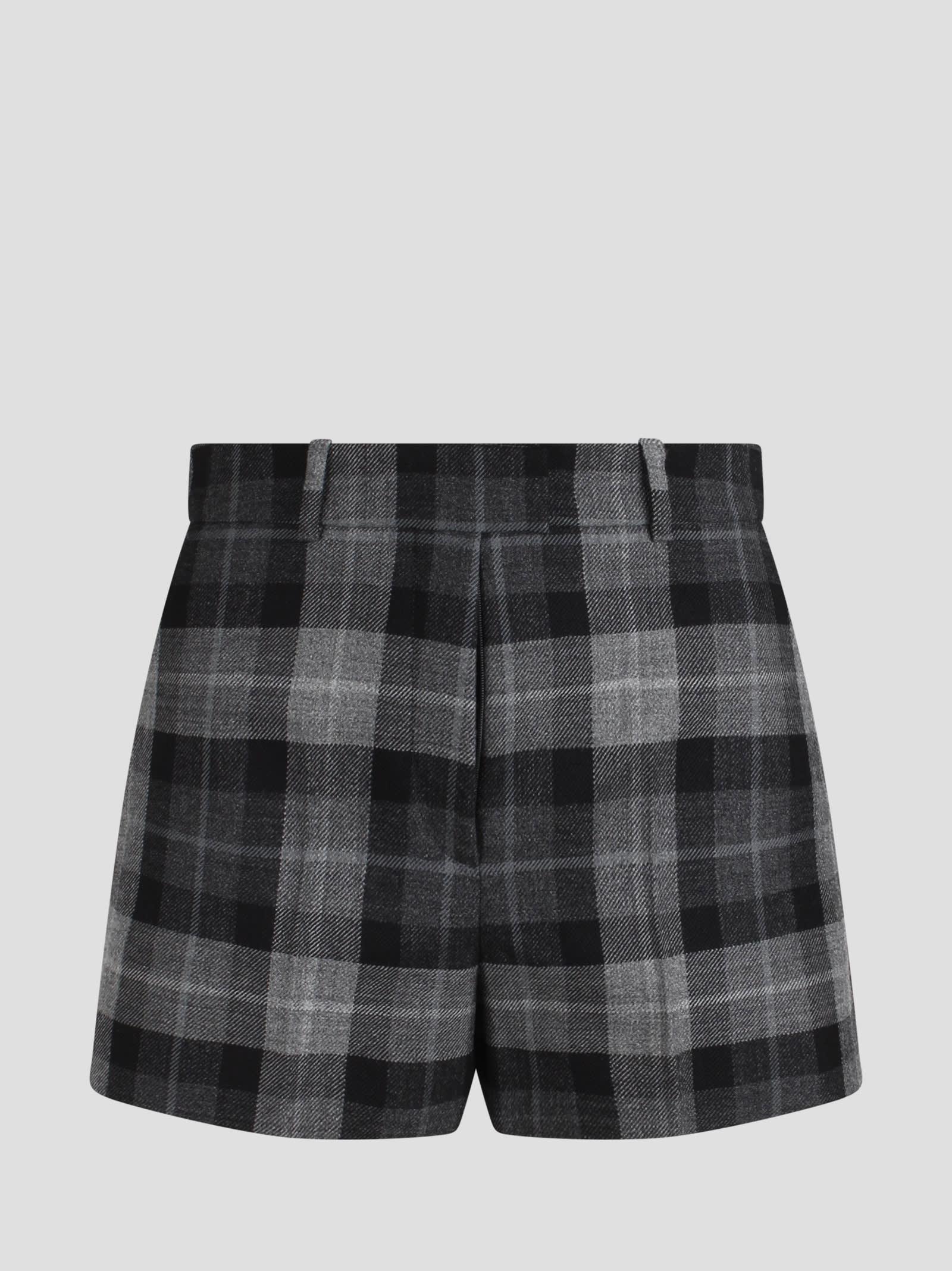 dior laine tartan shorts
