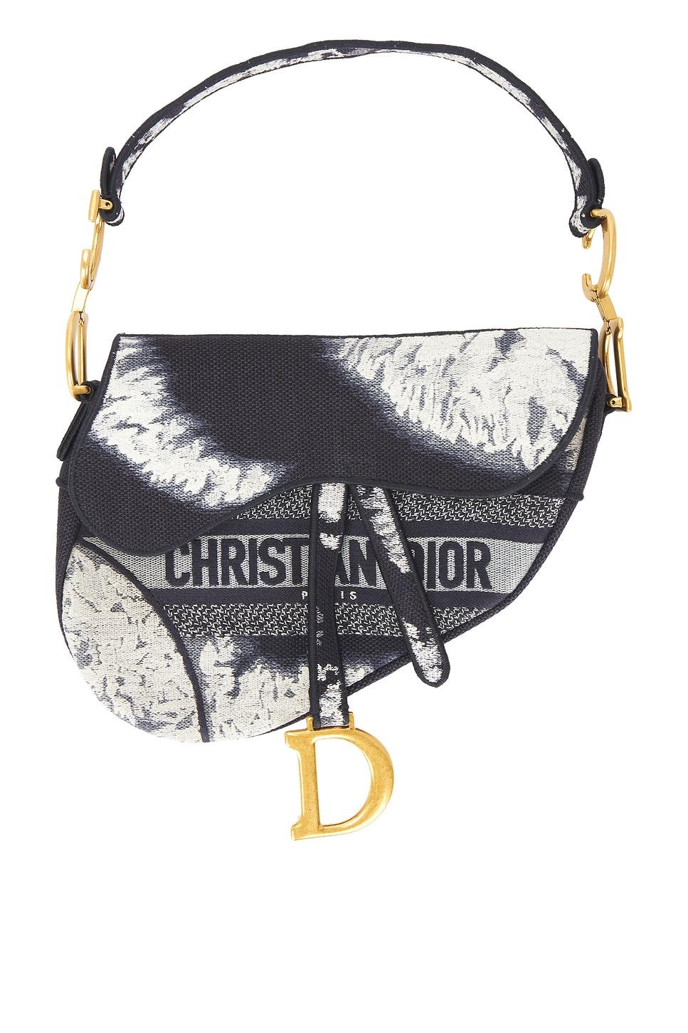 dior saddle bag in navy & white