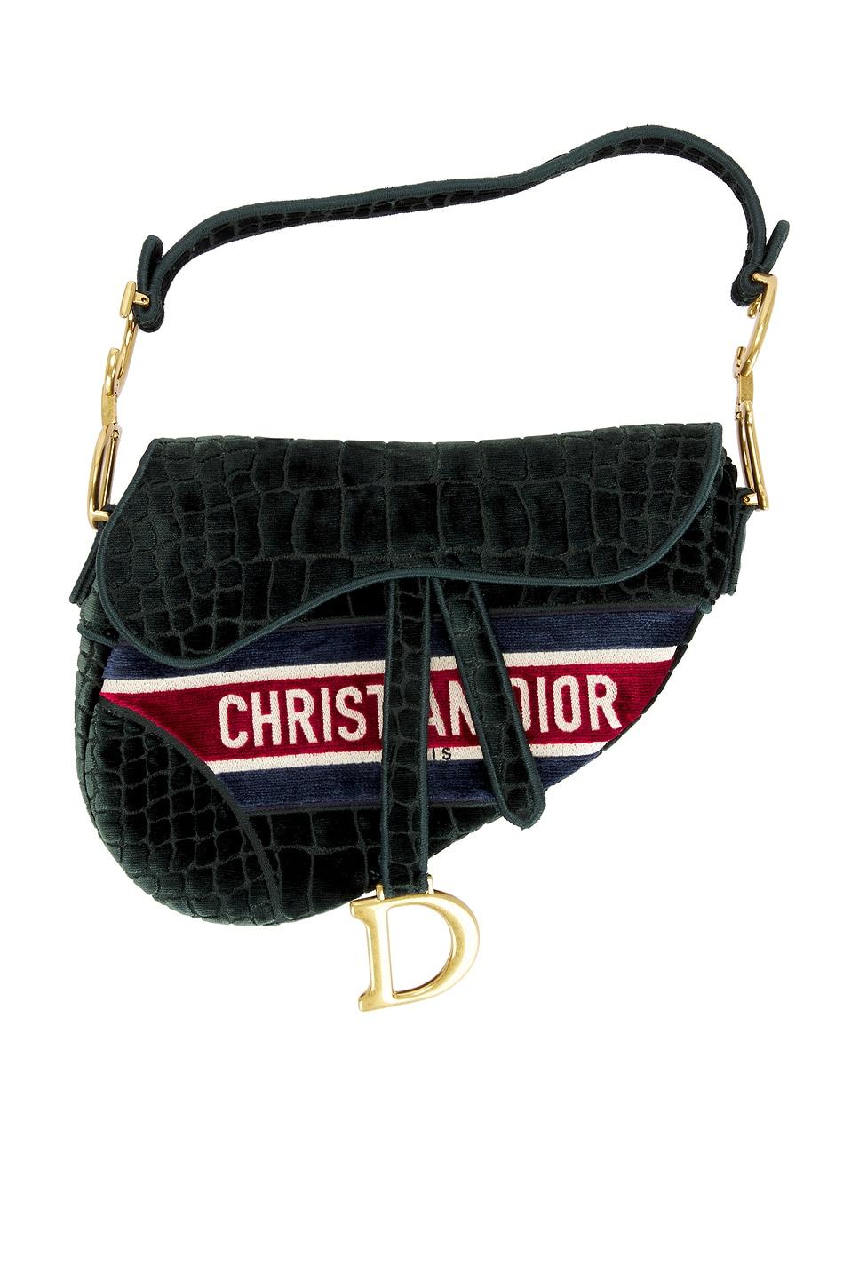 dior velvet crocodile effect saddle bag