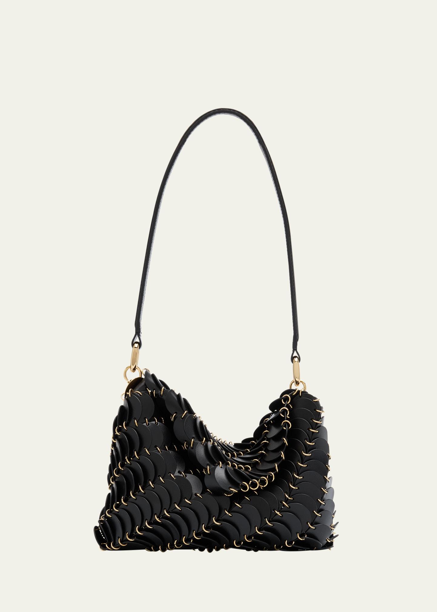 disc-link leather shoulder bag