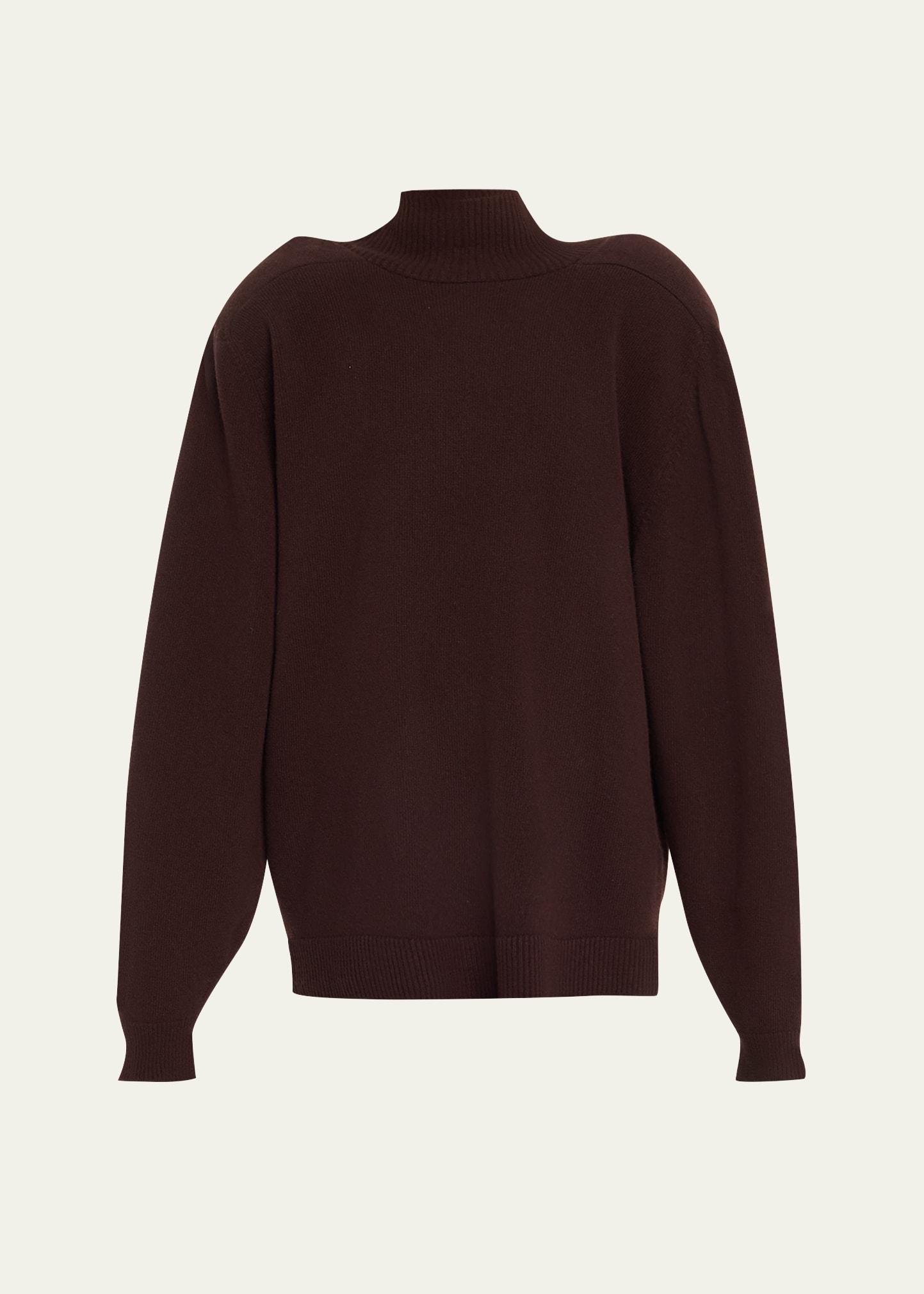 distorted scarf-tie oversized turtleneck wool sweater