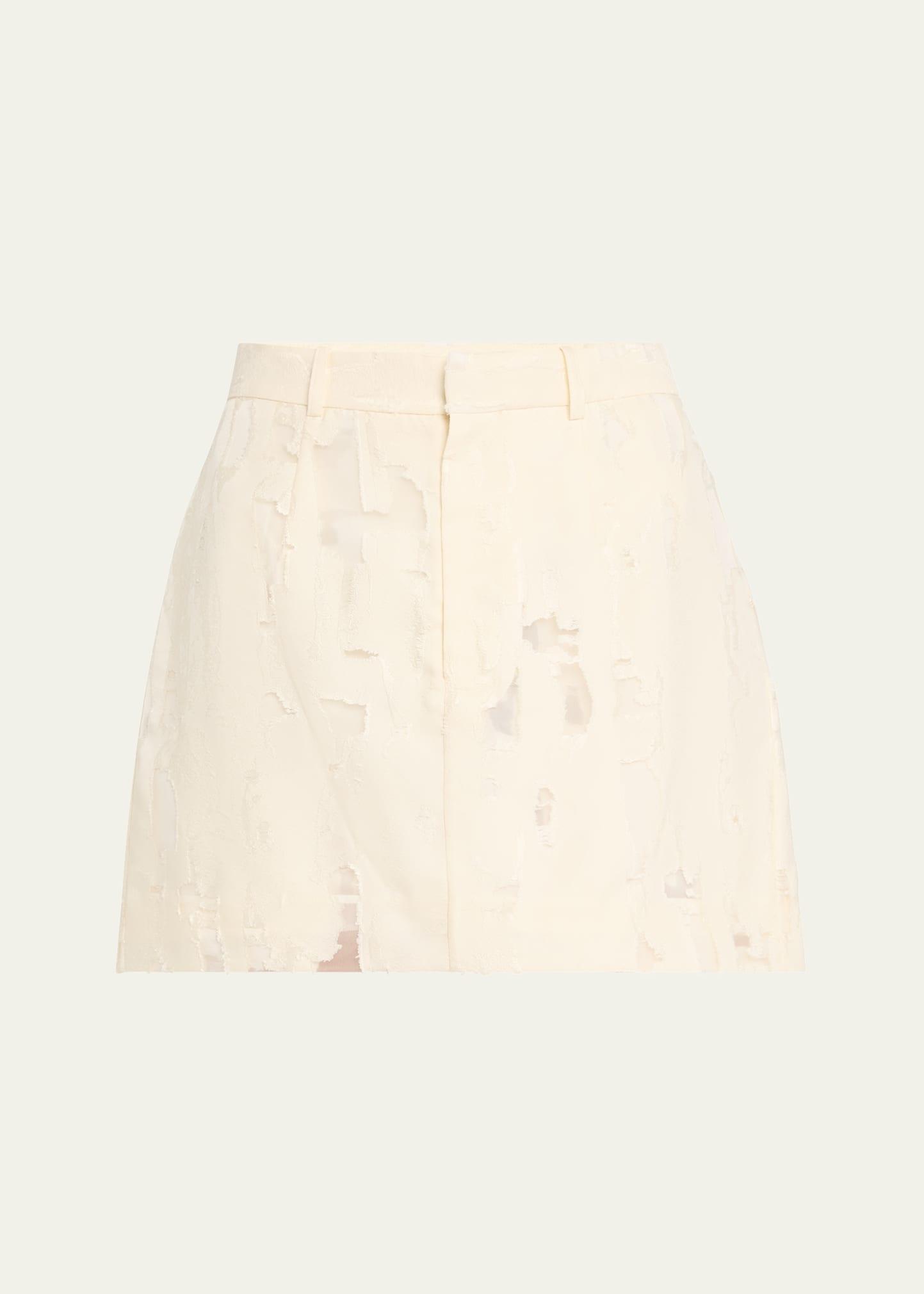 distressed burnout mini skirt