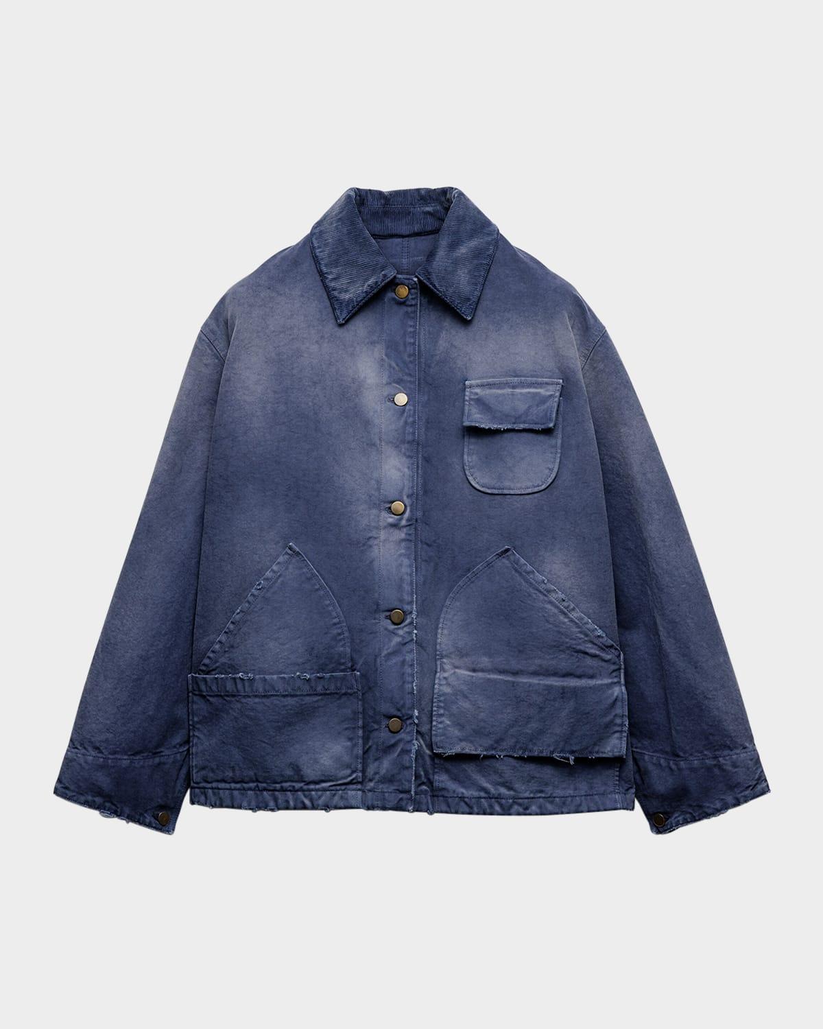 distressed canvas trucker jacket