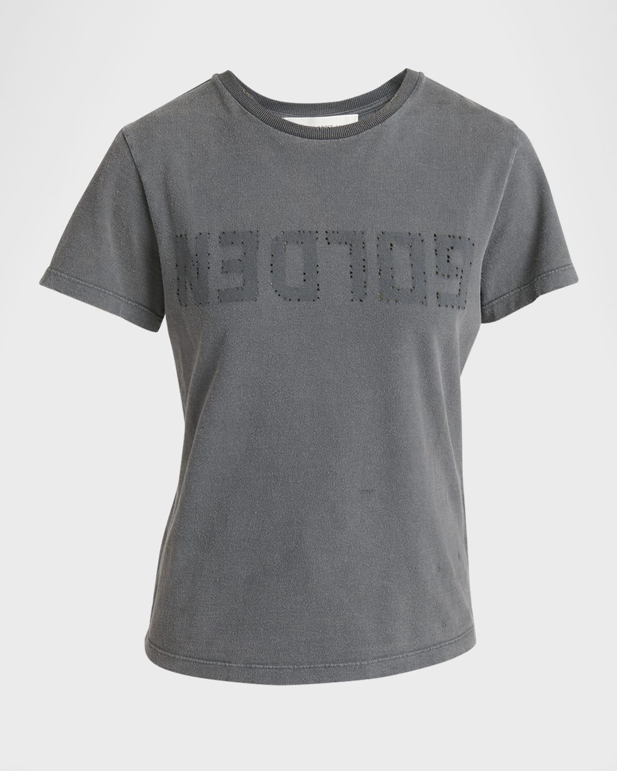 distressed crewneck logo t-shirt