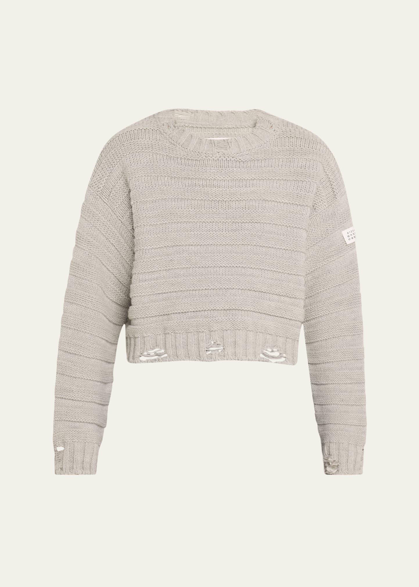 distressed crewneck sweater