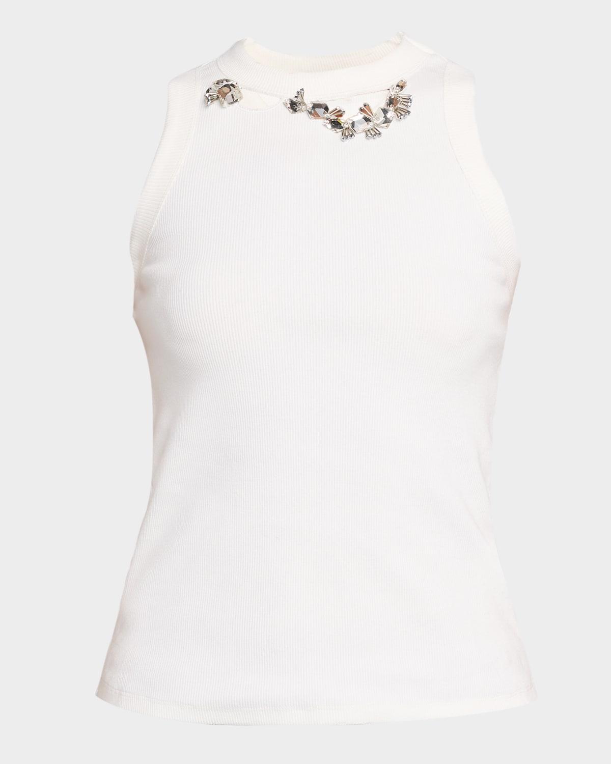 distressed crystal tank top