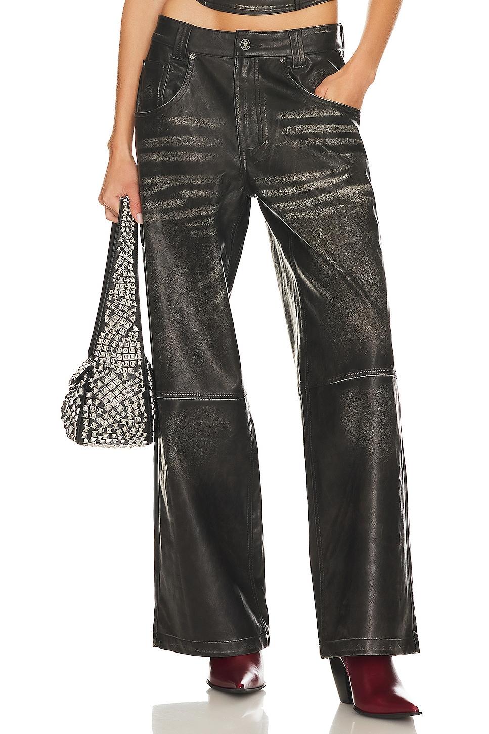 distressed faux leather colossus pant