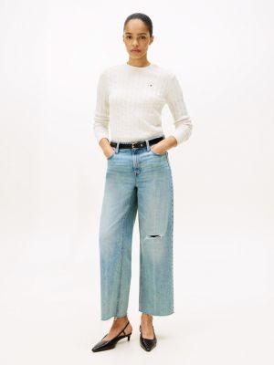 distressed high-rise wide-leg jean