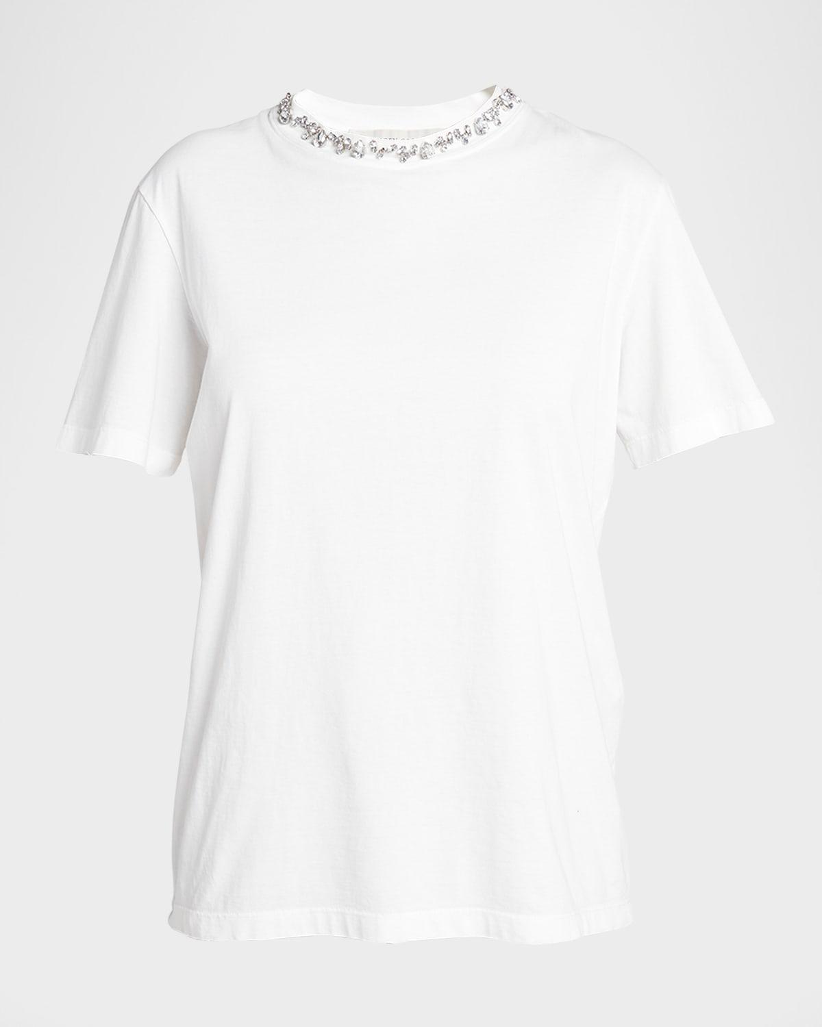 distressed short-sleeve embellished t-shirt