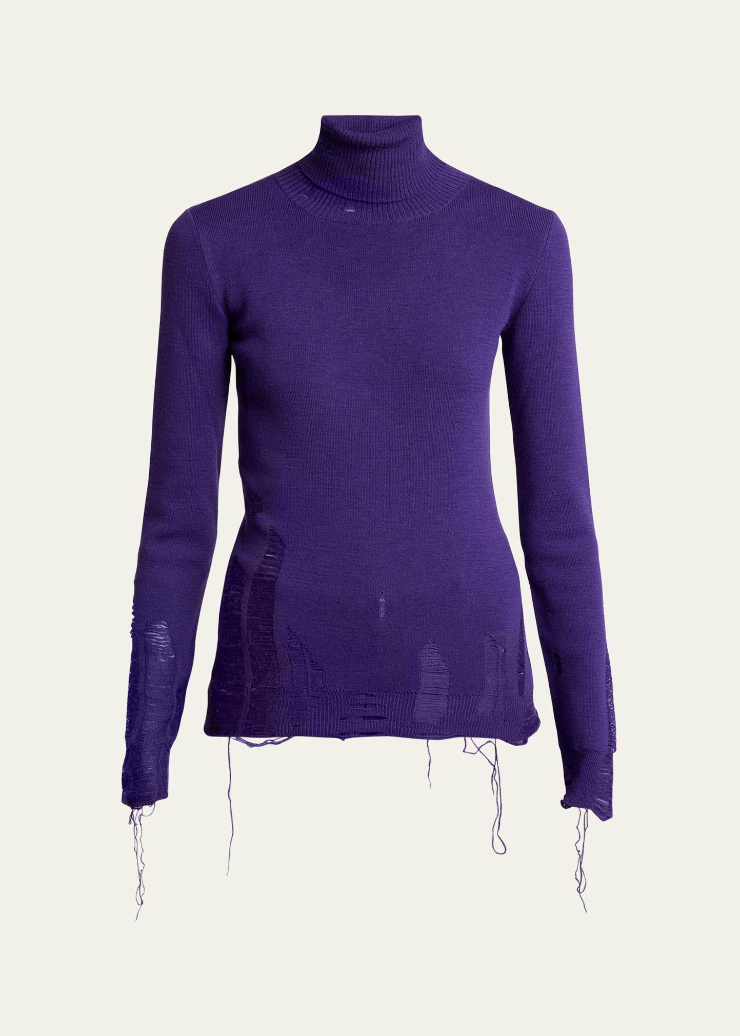 distressed turtleneck pullover