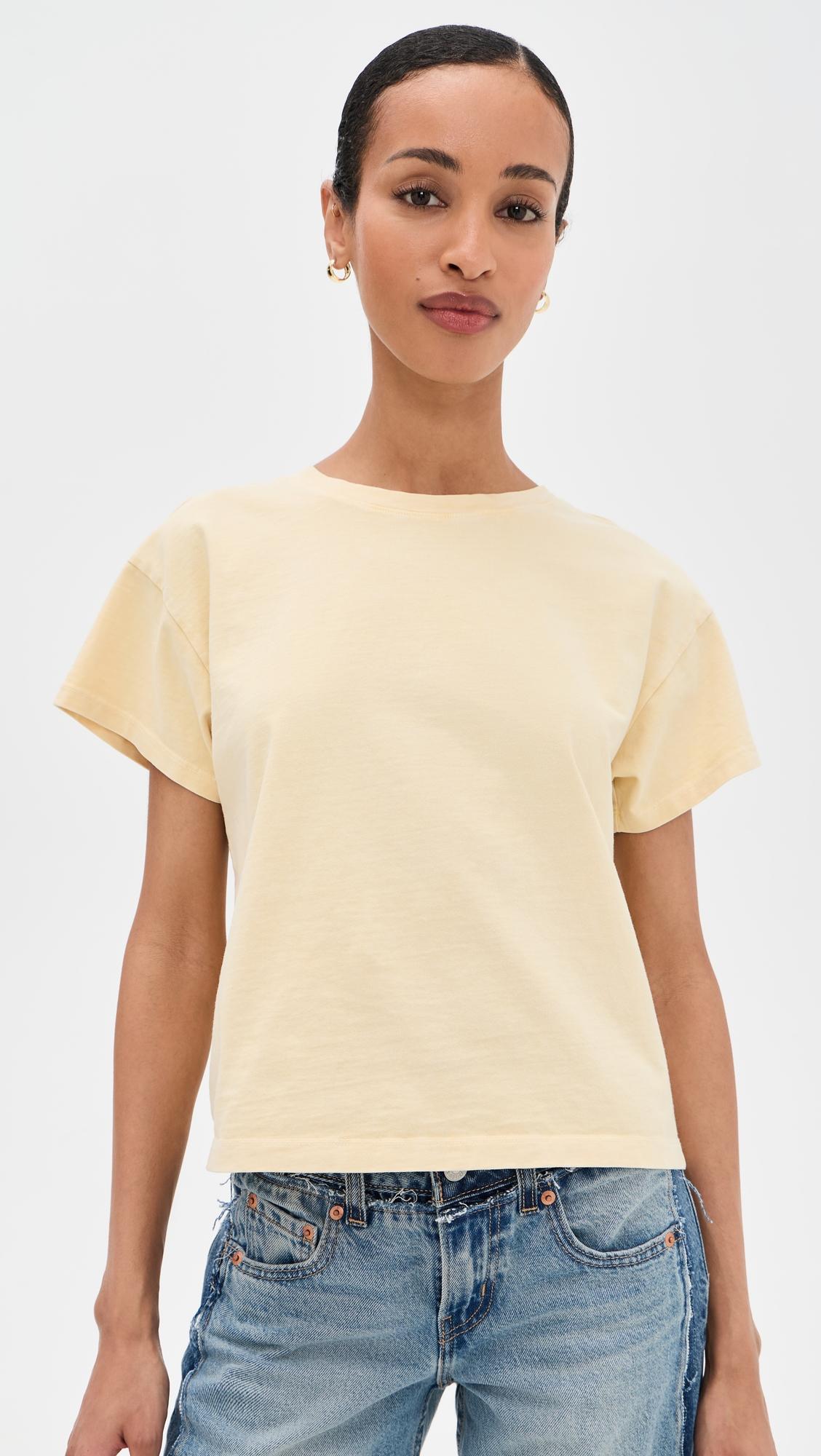 distressed washed kelly boxy tee