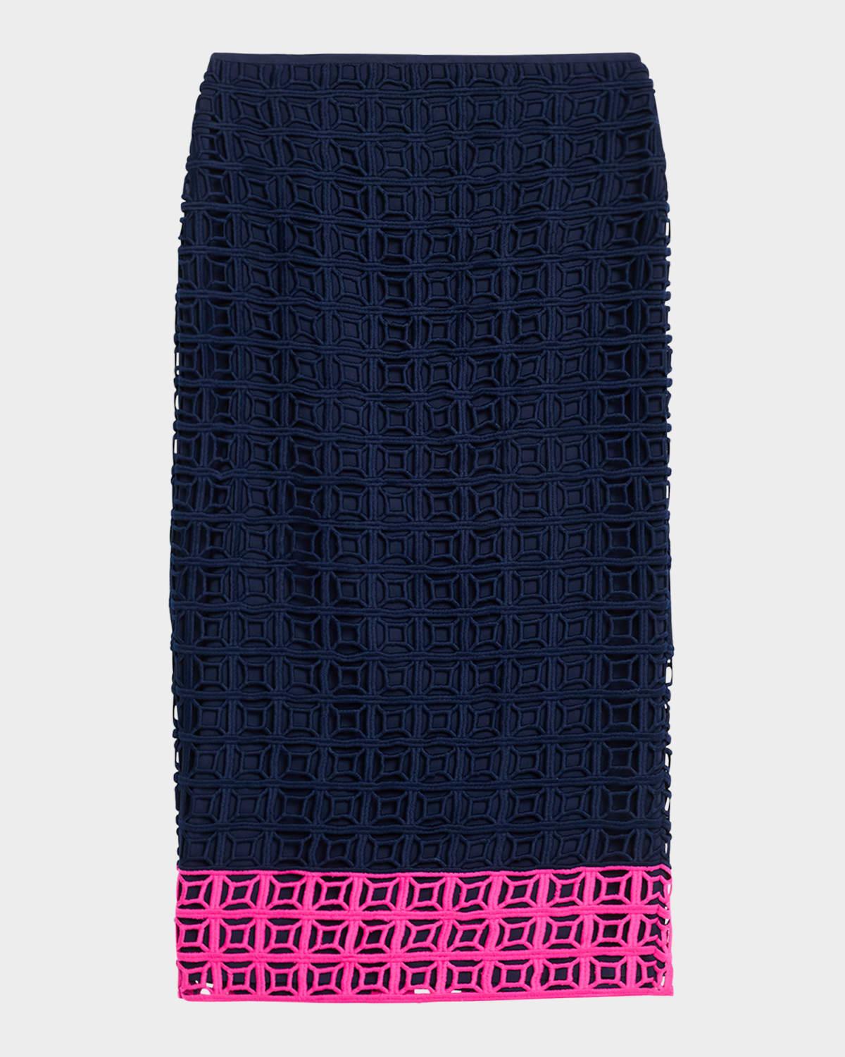 dita 2 colorblock lace midi pencil skirt