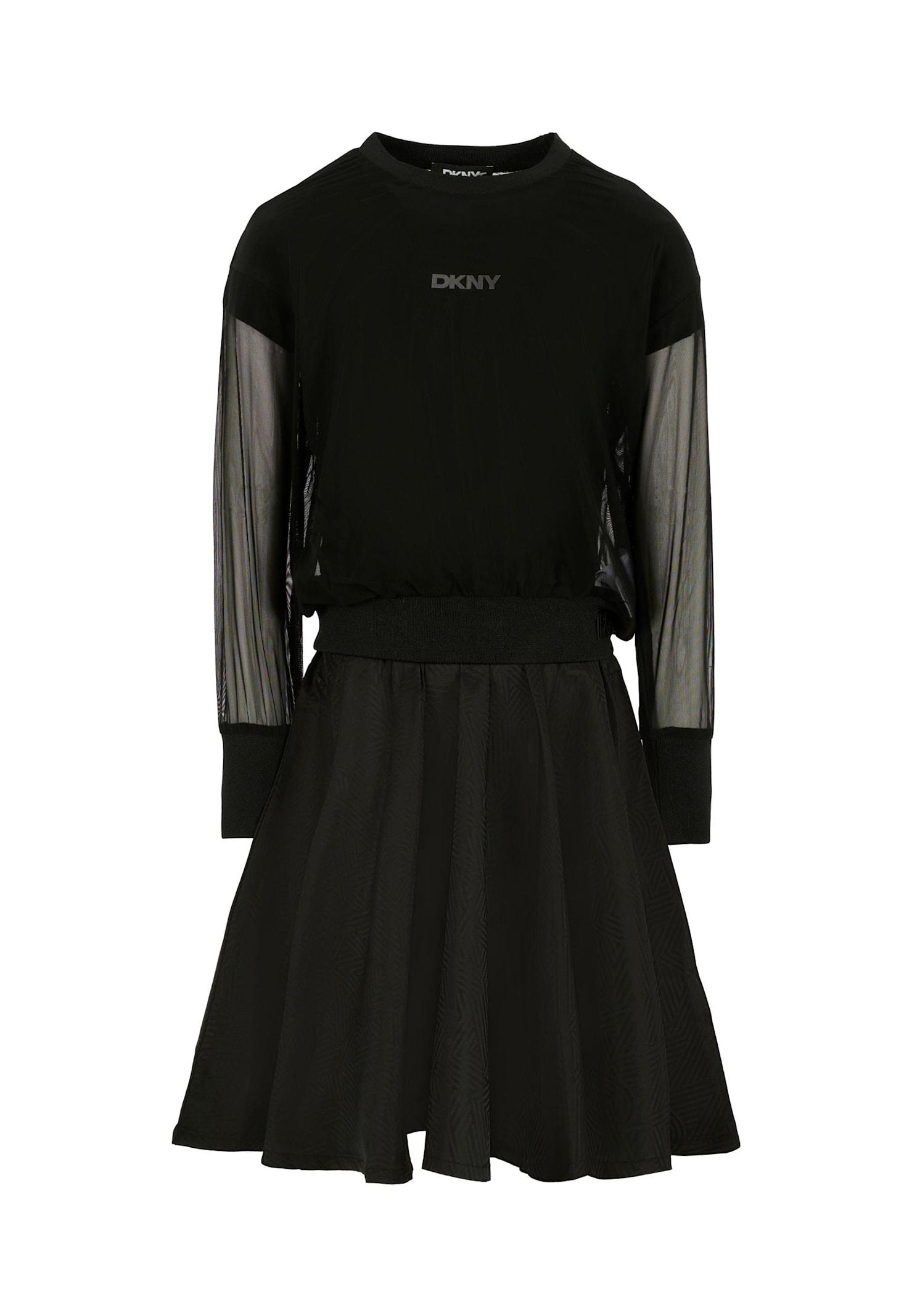 dkny black dress for girl with logo