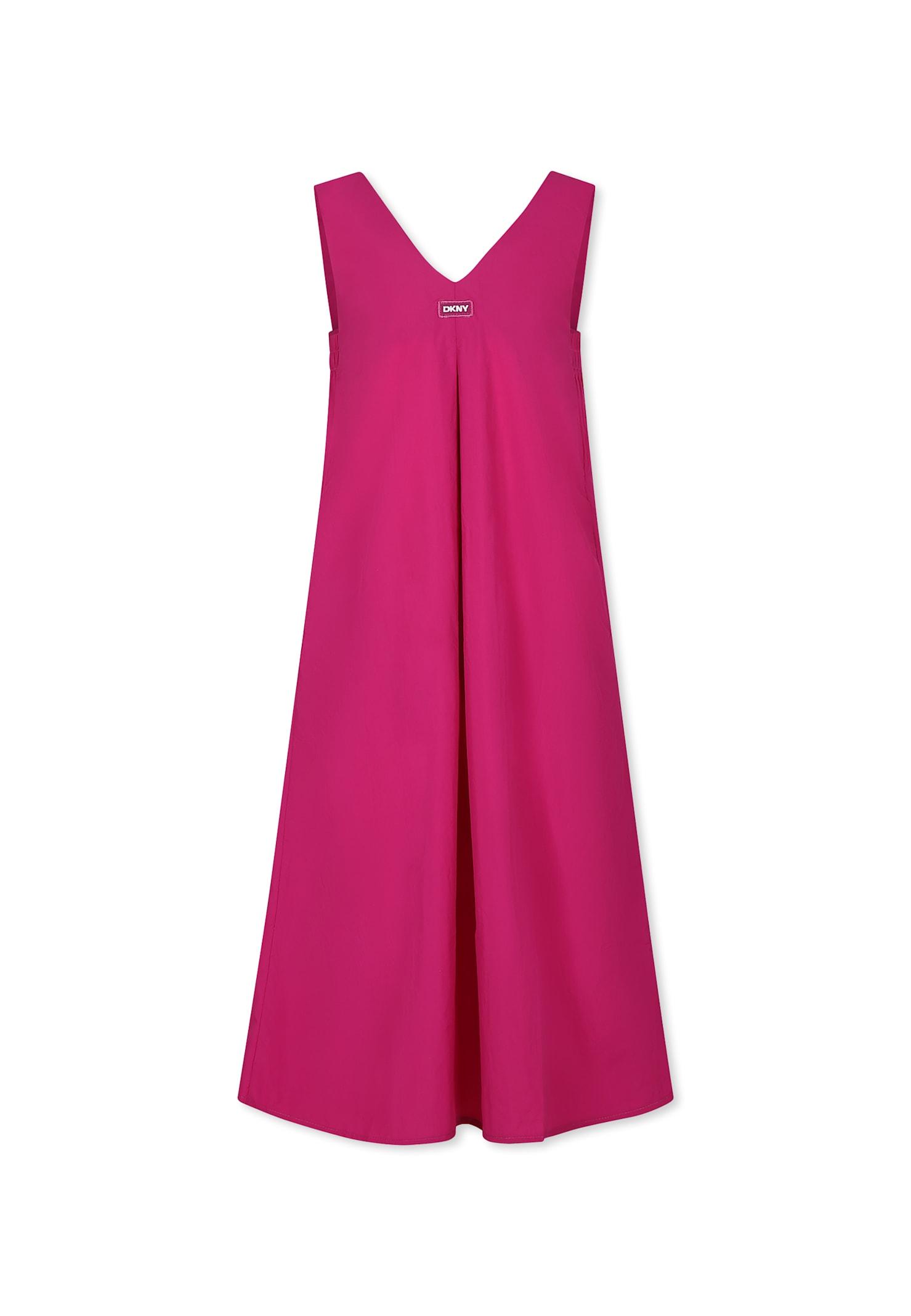 dkny fuchsia dress for girl with logo
