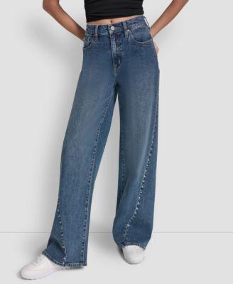 dkny jeans womens high rise modern wide leg jeans