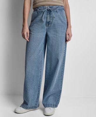 dkny jeans womens high rise wide leg trousers