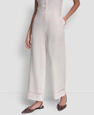 dkny jeans womens linen blend high rise pull on wide leg pants