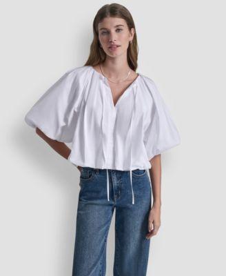 dkny jeans womens v neck pull on bubble top