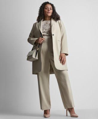 dkny one button topper pull on elastic back pant