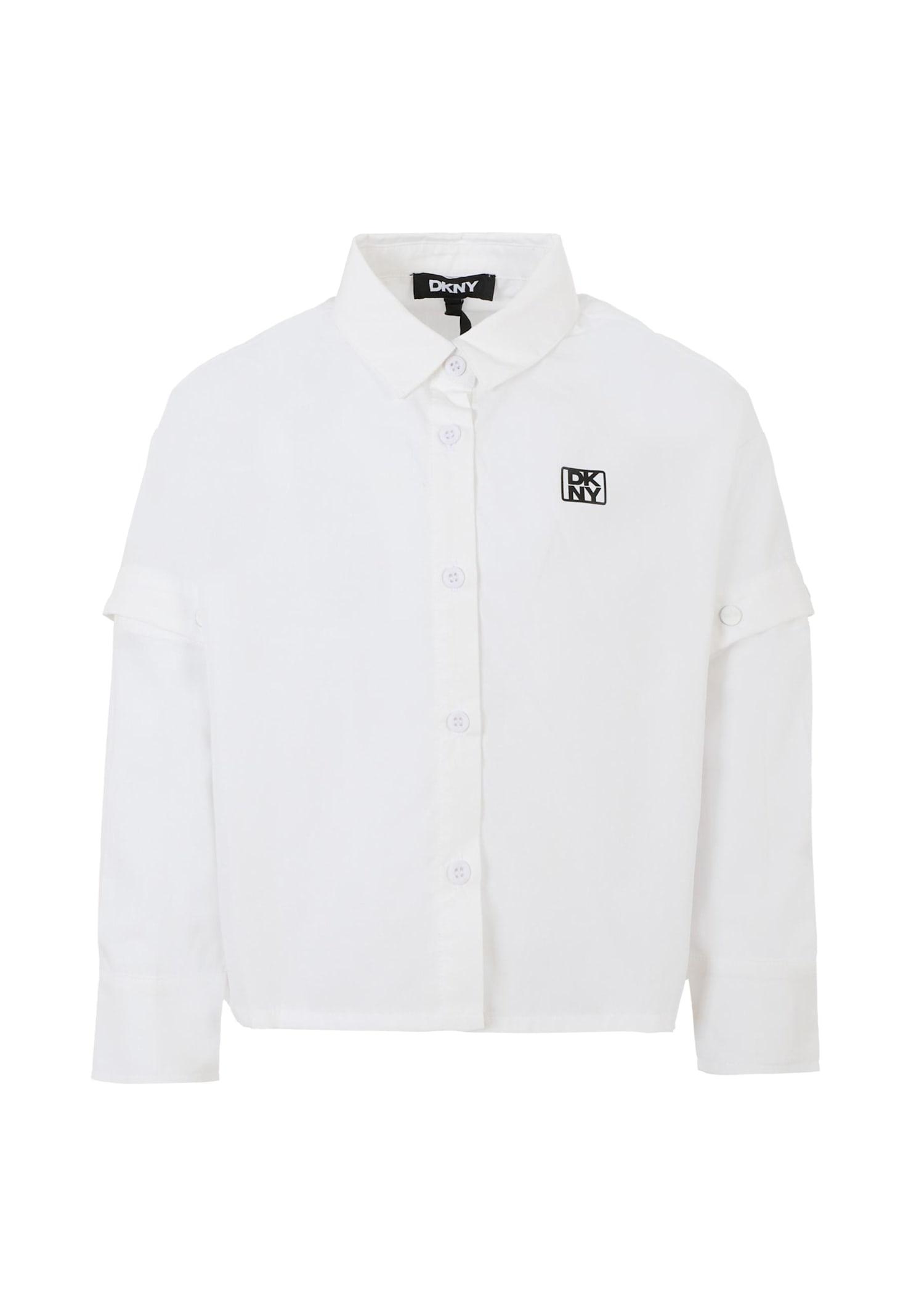 dkny white shirt for girl with black logo