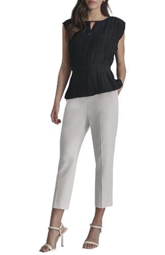 dkny women's cap sleeve business casual blouse, noir, medium