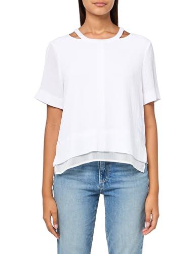 dkny women's casual relaxed fit short sleeve top, white