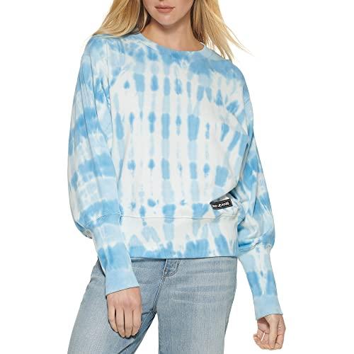 dkny women's cozy soft everyday sweater pull over, al a bl/wht