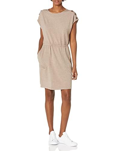 dkny women's dresses short sleeve logo t-shirt dress, htr cocoa, l