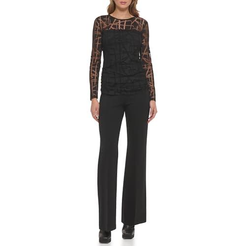 dkny women's everyday essential mesh top, black